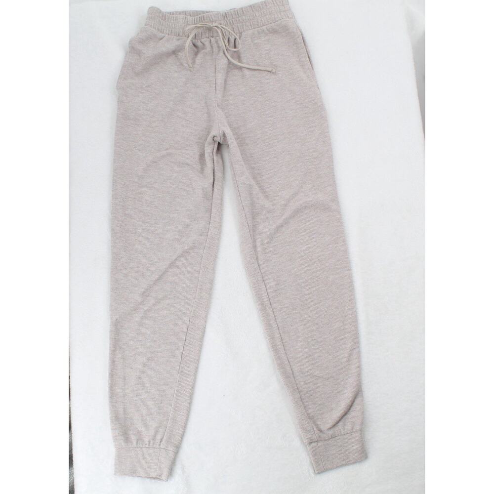 Victoria's Secret Waffle Knit Jogger Pants Cream Off-White Lounge Sleep Sz XS